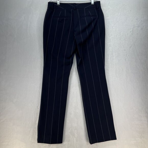 Express Editor Barely Boot Low Rise Pants Women’s Sz 4R Navy Pinstripe - Picture 4 of 7